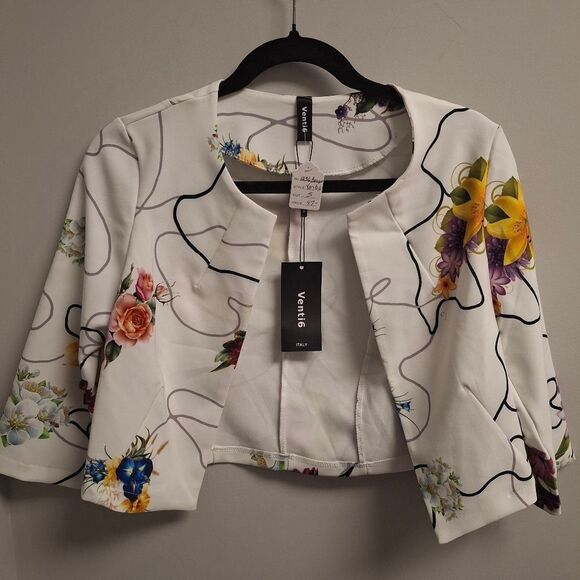 NEW VENTI6 FloraL Jacket in White - Picture 3 of 6